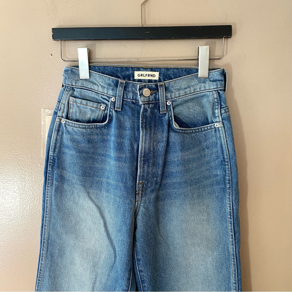 GRLFRND Sara jeans Super High Rise Slim Straight Rambla blue Revolve 25 new - Picture 10 of 15